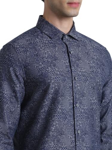 Image of Jack & Jones Men's Cotton Abstract Print Slim Fit Shirt