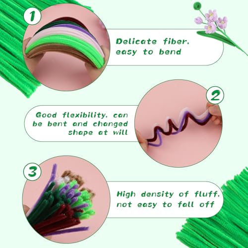 Image of Pipe Cleaners, 100Pcs Green Pipe Cleaners Bulk for DIY Crafts