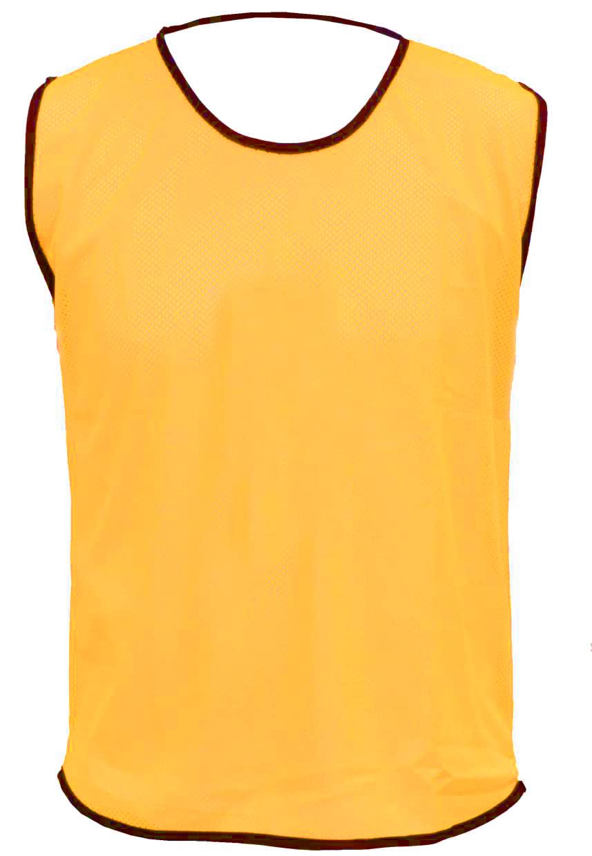 10 Sports Training Bibs Football Netball Rugby Hockey Cricket Volleyball Vests Soccer Sports Club (2XL, 3XL, Adult Youth Junior & Kids) (YS (Under 5), Amber)