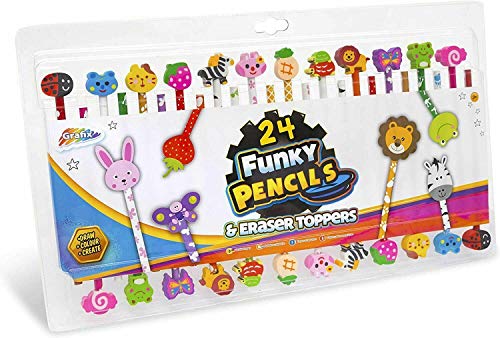 Grafix 24 Bleistifte Mit Tier-Radiergummis – Lustiges Set Für Kinder, Party & Schule