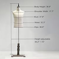 Vista 5 de Maniquí masculino de torso con forma de maniquí con soporte de madera maciza retro, maniquí de ropa ajustable de altura de 73 pulgadas