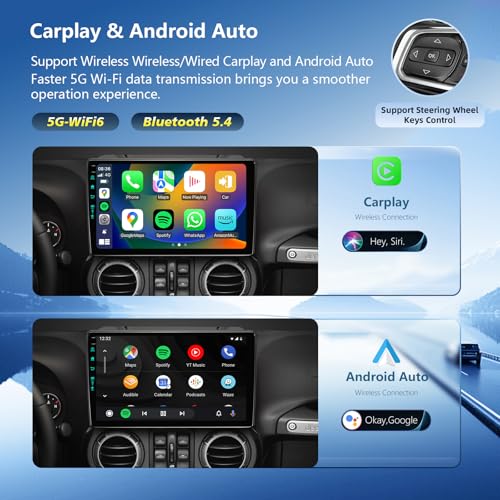 Radio para auto 5G WiFi6 con pantalla para Jeep Wrangler JK miniatura 3