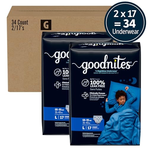 GoodNites Boys Nighttime Underwear, Size Large, 34 Ct, 2 Packs of 17 - image 2