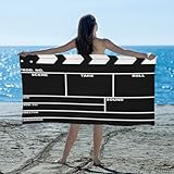 YPPAHHHH Black Movie Clapboard Beach Towel Oversized Quick Dry Beach Blanket Microfiber Sand Free Absorbent Lightweight Cinema Clapboard Bath Towel for Pool Travel Swimming Camping Women Men