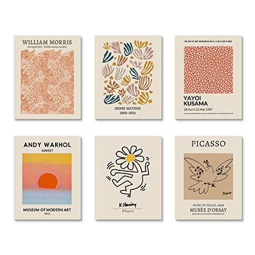 Image of Habseligkeit Retro Room Decor, Matisse Abstract Wall Art Prints, Minimalist Boho Bedroom Decor for Girs Unframed,11x14in, Set of 6