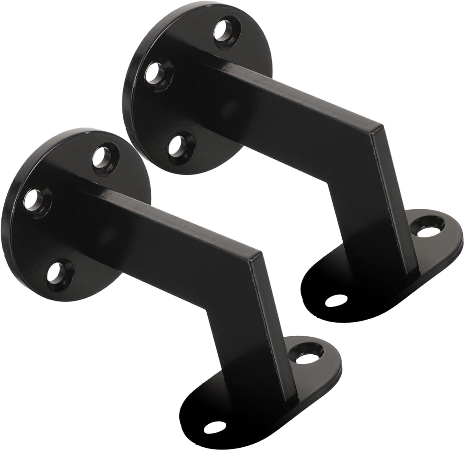 jojofuny 2pcs Black Metal Handrail Mounting Brackets, Wall-Mounted Stair Railing Support for Indoor Hallway Banister, Sturdy Staircase Handrail Bracket Accessories