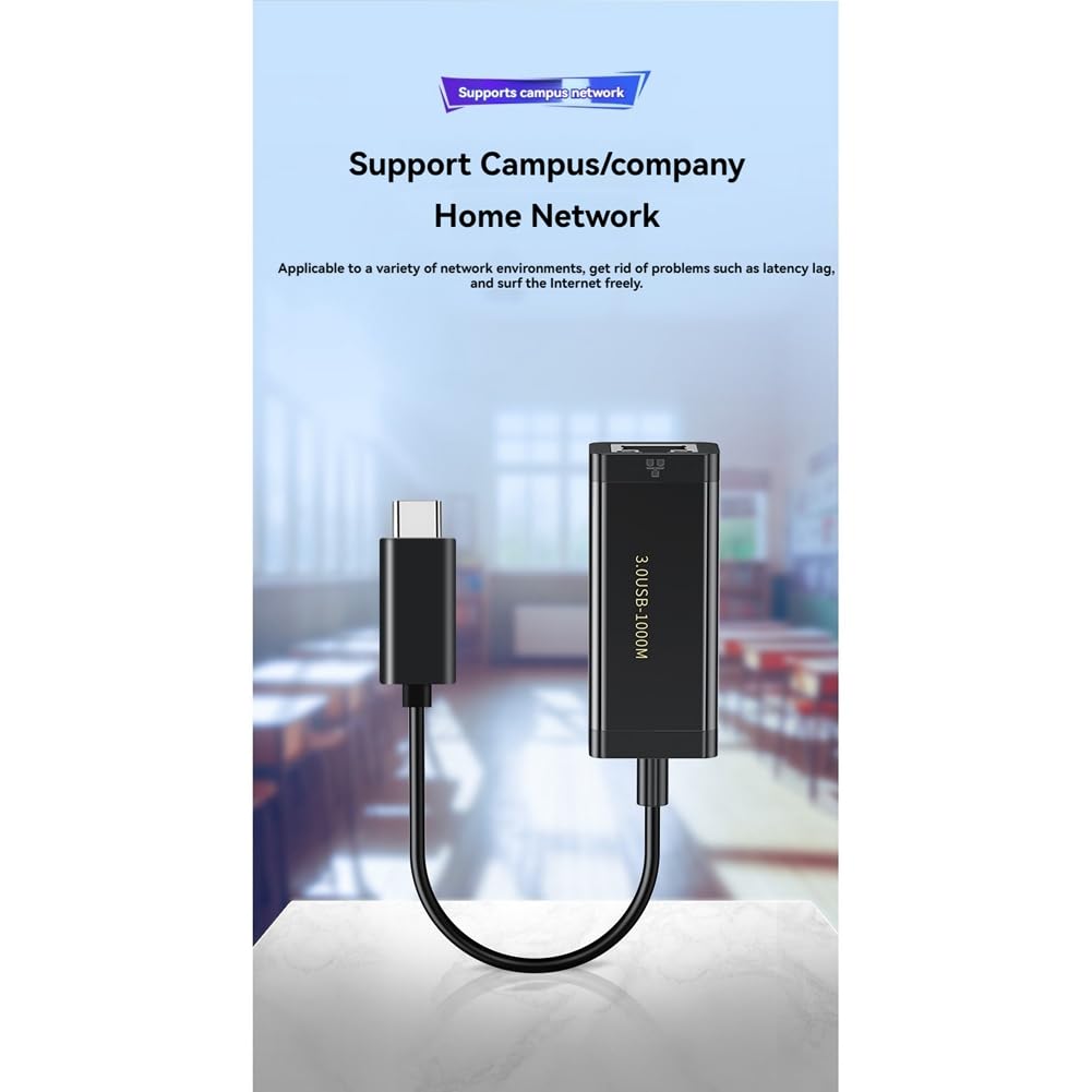 Adattatore Type-C A Gigabit Ethernet Scheda di Rete USB-C 1000Mbps Scheda di Rete Type-C A RJ45 LAN per Notebook Driver-Free