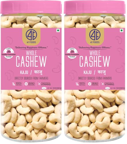 Image of 41 Foods Premium Whole Cashews | Healthy Snacking | 500g (Pack of 2)