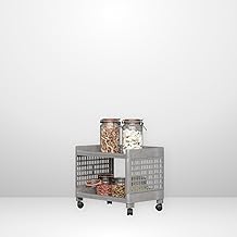 Biltoxi Plastic Multipurpose Trolley Rack with Wheels – Kitchen, Bathroom, Office, Salon & Hospital Organizer for Bottles, Jars, Books, Cosmetics & Household Items (2 Layer, Silver)