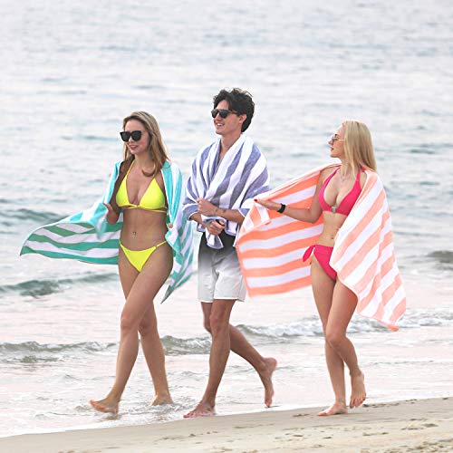 Henbay Fluffy Large Beach Towel - 4 Pack Plush 30 X 60 Inch Cotton Pool Towel, Oversized Mixture Striped Swimming Cabana Towel #TOP2
