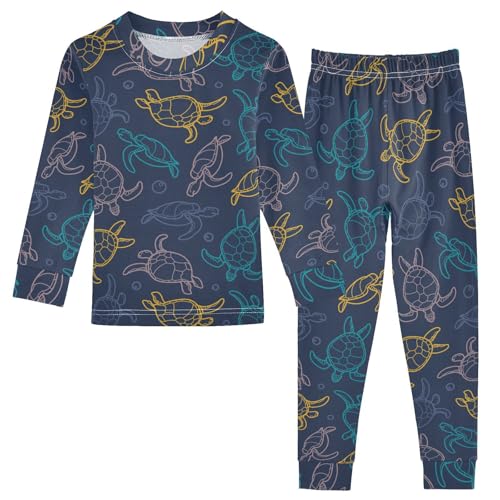 JHKKU Sea Turtles Pajamas Set Cotton 2 Piece Soft Comfy Pjs Long Sleeve Lounge Sleepwear 6Y