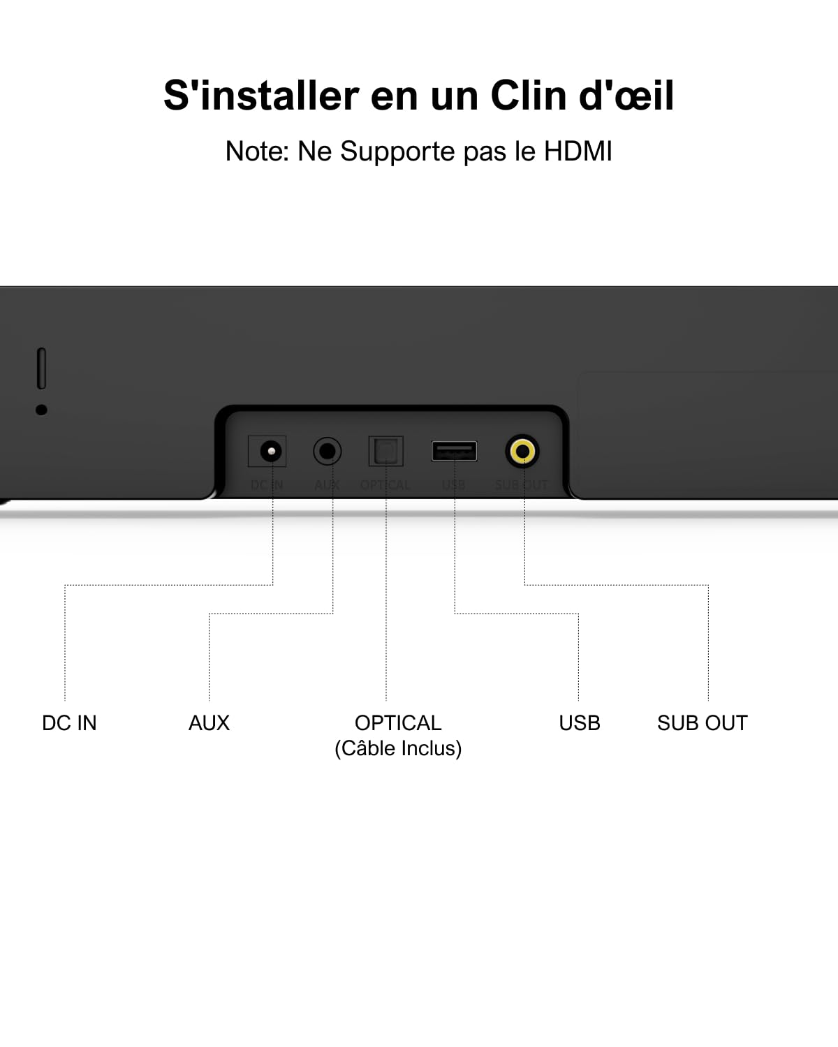 ULTIMEA 2.1ch Barre de Son TV, Caisson de Basse Intégré, App Contrôle, Barre de Son PC Tout-en-Un pour Jeux, Barres de Son Haut-Parleurs Bluetooth 5.3, Opt/AUX/Support Mural, Solo B30