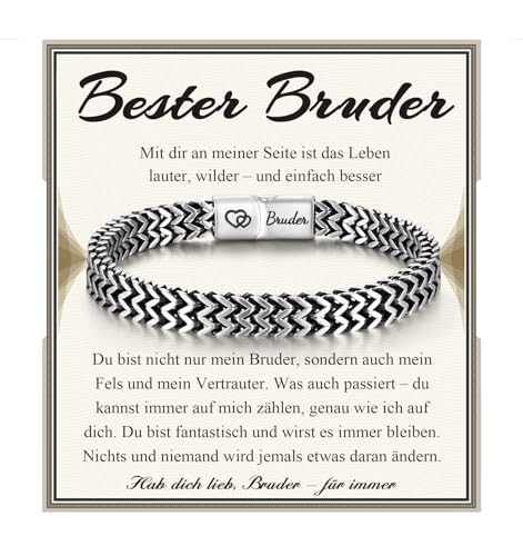 EPVID Bruder Geschenk Edelstahl Armband mit Gravur Geschenke für Bruder zum Geburtstag Weihnachten Abschluss Kommunion Bedeutungsvolle Geschenkideen für Brüder von Schwester Geschwistern