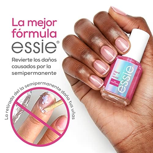 essie Nail Care Hard To Resist Nail Strengthener: Pink Tint, Glow & Shine 13.5ml - Image 4