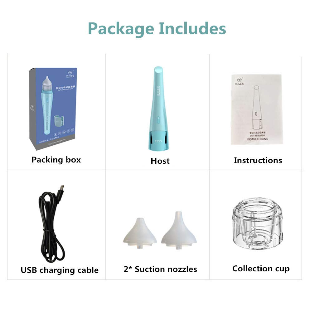 Electric Baby Nasale Aspiratore, Cleaner Naso Ricaricabile USB con 2 Punte in Silicone Trasparente Stuffy Noses Velocemente E Delicatamente Sicurezza Igienica, per Neonati E Bambini Piccoli