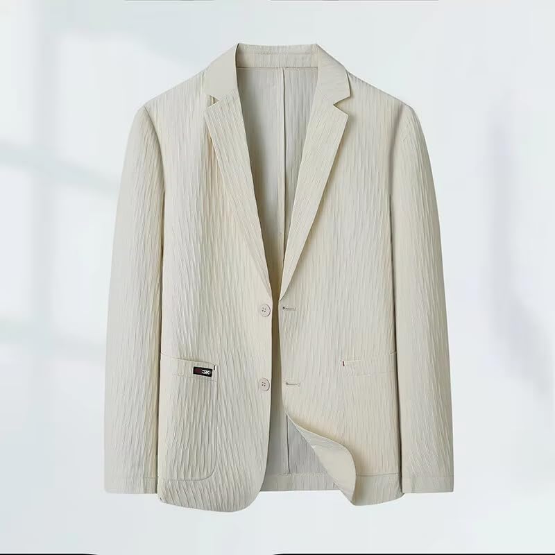 Men's Jacket Summer Breathable Lightweight Korean Suit Blazer for Men-Beige3