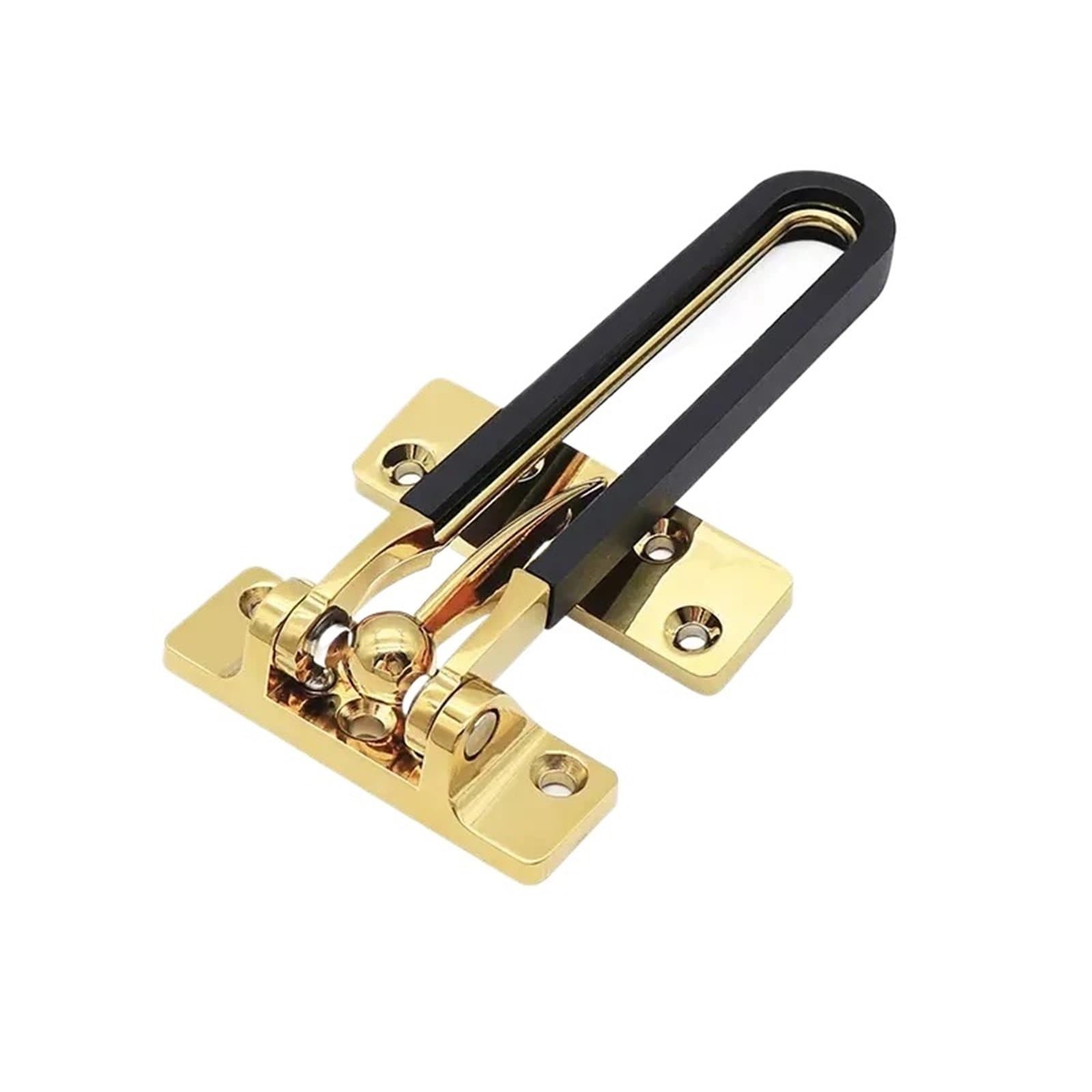 Swing Bar Door Lock 3pcs Insurance Door Bolt Anti-Theft Buckle Chain Stainless Safety Bedroom Hotel(Gold-Rubber)