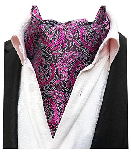 MOHSLEE Men Party Floral Silk Suit Cravat Tie Woven Ascot Pocket Square 2Pcs Set - Thumbnail 3