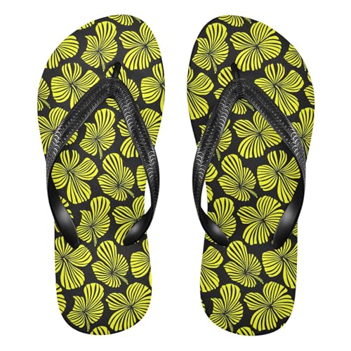 Sinestour Yellow Hibiscus Flowers Flip Flops for Beach Thong Sandals Anti-slip Lightweight Beach Slippers for Indoor Outdoor House
