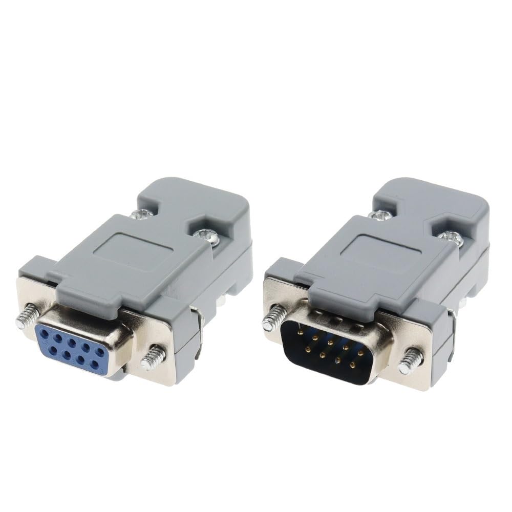 TSIOHKBS 1PCS RS232 Serial Port Connector DB9 Female Socket Plug Connector 9 Pin Copper RS232 COM Adapter with Case (Male)