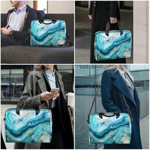 Funda para laptop con estampado de mármol líquido turquesa miniatura 7