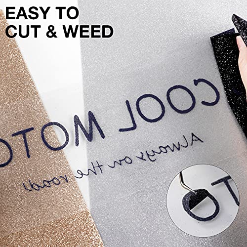 Image of HTVRONT Black Glitter HTV Vinyl Roll - 10 inch x 8ft Black Glitter Iron on Vinyl for All Cutting Machine, Glitter Heat Transfer Vinyl for T Shirts - Easy to Cut & Weed & Transfer