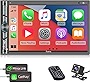 Double DIN CarPlay Multimedia Player, 7' HD Capacitive Touchscreen, Car Stereo with Backup Camera, Bluetooth, 16-Band EQ, Steering Wheel Controls, Mirror-Link, USB/SD Port, AM/FM Car Radio Receiver