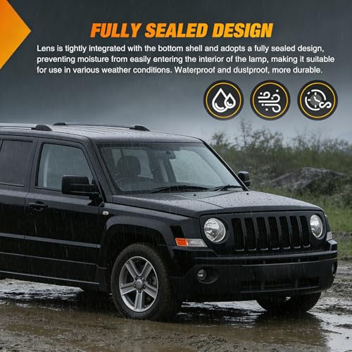 Image of Nilight Front Turn Signals Light Clear Amber Lens Parking Day Running Marker Lights Compatible with 2007-2017 Jeep Patriot Passenger Side