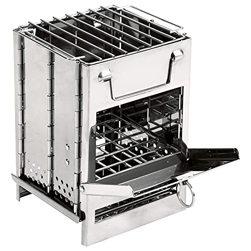 REDCAMP Wood Burning Folding Camp Stove Stainless Steel Grill