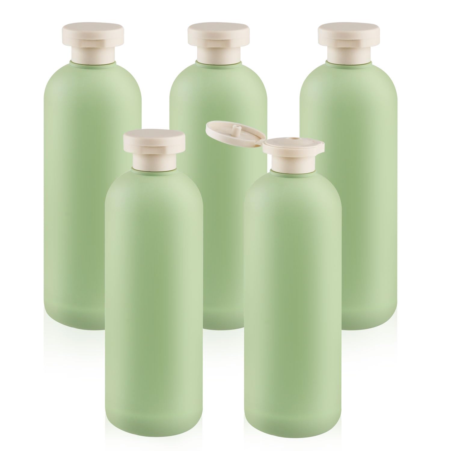 5 Pcs 400ml/13.5oz Squeeze Bottles Plastic Travel Lotion Bottles Refillable Containers with Flip Cap for Toiletries Creams Lotion Shampoo Conditioner