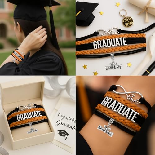 Image of Infinity Collection Graduation Bracelet Gift Graduate Jewelry for Her, Class of 2026 Keepsake, Adjustable Charm Bracelet for Women & Girls