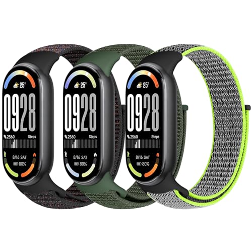 Image of Nylon Sport Band Compatible with Xiaomi Smart Band 10 /9 /8 for Women Men, Soft Adjustable Breathable Sport Loop Watch Strap Replacement Wristband for Xiaomi Mi Band 10 /9 /8, 3pcs