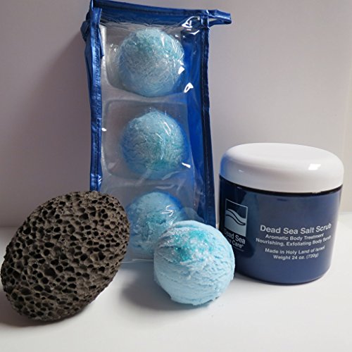 Bath Bomb Products - Bubble Bath Truffles: Ocean Waves 3 Pack Bath Truffles, 24 oz Ocean Therapy Dry Salt Scrub, Pumice Stone by Dead Sea Spa Care, Bubble Bath, Bubble Truffles, Bath Truffle