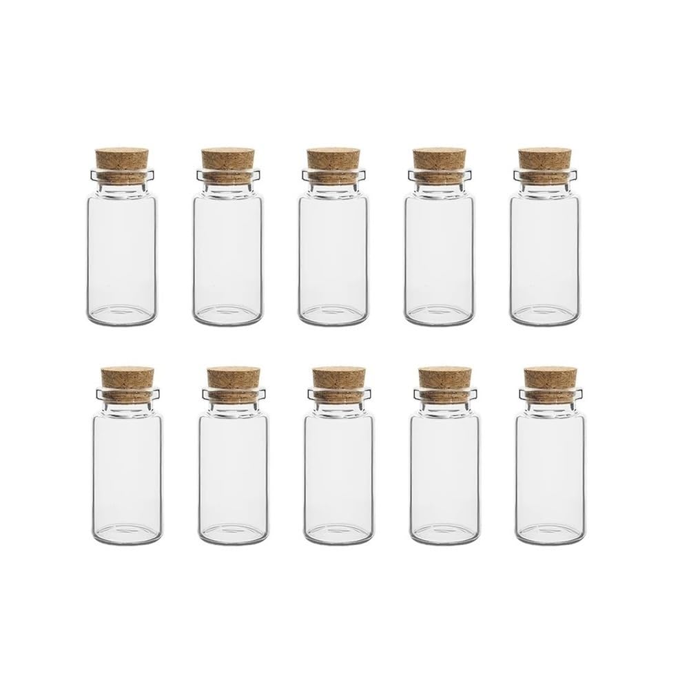 Loacea Glass Vial Small Glass Bottles DIY Craft Jars 5-20ml, Cork Stoppers Drifting Flawless Touch for Party 10pcs(8ml)