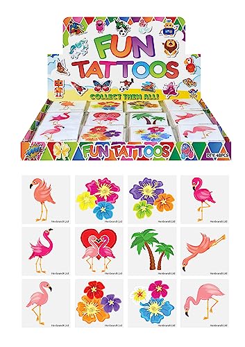 Mini tatouages temporaires flamant rose Henbrandt pour animation anniversaire