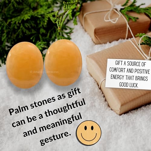 Image of Amazing Gemstone Yellow Aventurine Crystals and Healing Stones - Large Palm Stone Crystals Piedra - Crystal for Good Luck, Positive Energy, Meditation - Unique Stocking Stuffers and Birthday Gifts