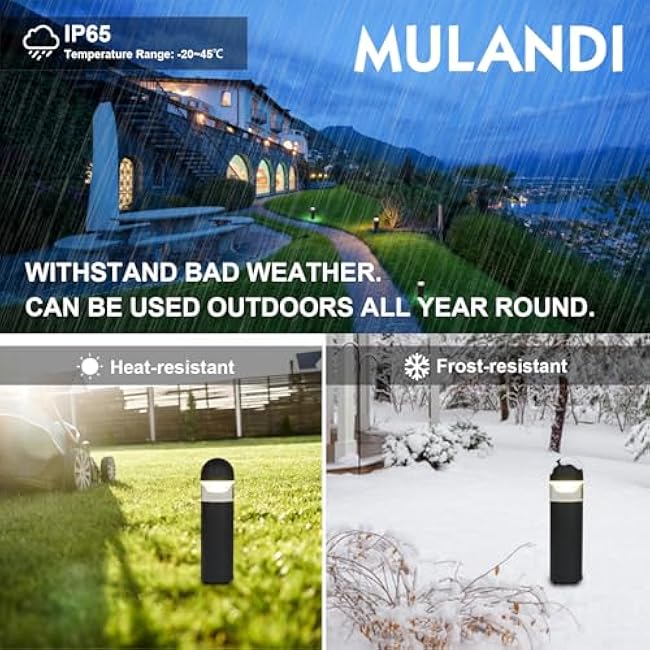 LED Landscape Bollard Pathway Light, 2W, DC 12V Low Voltage Path Lighting Outdoor Waterproof, Die-Casted Aluminum Housing for Garden Light, 3000K Warm White Pack of 2