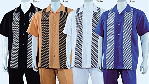 Fortino Landi Small Check Pattern Walking Suits W/Solid Pants in 4 Colors 29682