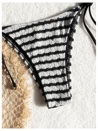 SOLY HUX Women's Striped Swimsuit Halter Triangle String Bikini Set Tie Side Two Piece Bathing Suit4