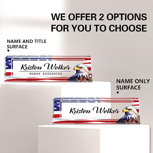 Image of Name Plate for Desk, Desk Name Plate Personalized, Office Decor for Women Men, Acrylic Desktop Accessories, Office Appreciation Gifts for Boss Social Workers Teacher Employee Nurse (Flag B)