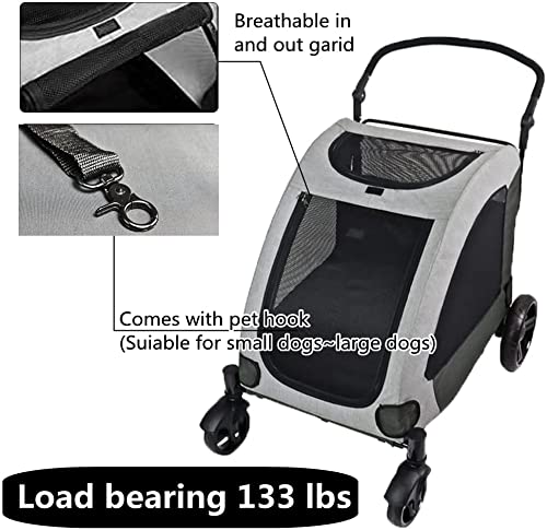 Totoro ball 4 Wheel Dog Stroller for Large or 2 Dogs for Jogger Wagon Foldable Travel Carriage Can Easily Walk in/Out Up… - Image 3