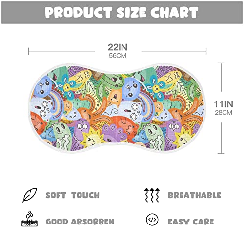 Funny Monster Cactus Doodle Pattern Muslin Burp Cloths for Baby 2 Pack 100% Cotton Baby Washcloths Bibs for Boy Girl2