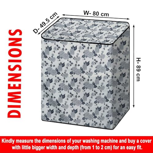 Image of The Furnishing Tree Semi-Automatic Top Load Washing Machine Cover | Waterproof & Dustproof | Easy to Clean | Durable & Washable, Classic Floral Bouquet Print Polyester (49.5x80x89 CM)