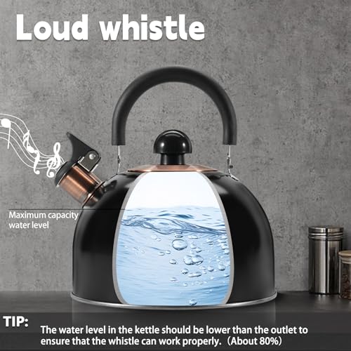 Foedo 2.6 Qt Stainless Steel Whistling Tea Kettle Stovetop - Black by foedo - Used condition - Image 3