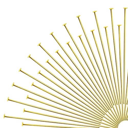 TOAOB 200 Stück 50mm Nietstifte Kettelstifte Prismenstifte Gold Messing für DIY Schmuckherstellung