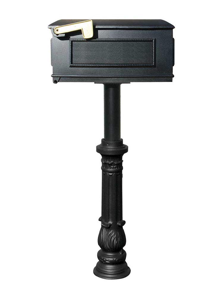 Qualarc HPST1-US-700-LM Hanford Single Post Mounted Mailbox System, Black