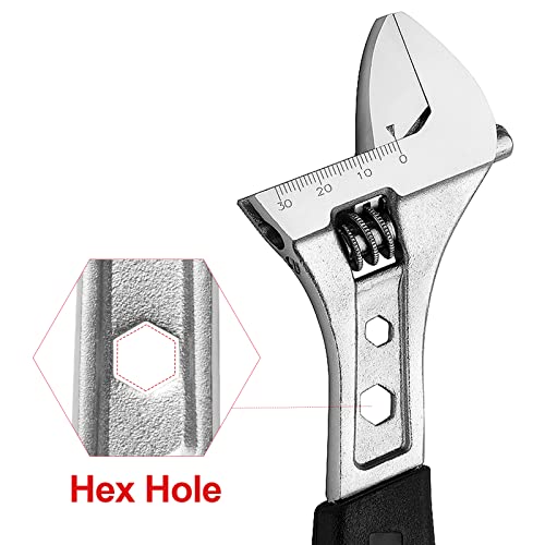 Jetech 8 Inch Soft Grip Adjustable Wrench, Forged, Heat-Treated Professional Shifter Spanner, Industry Grade Combination Wrench with 12-Point Box End, Comfy Ergonomic Handle, Metric - Image 4