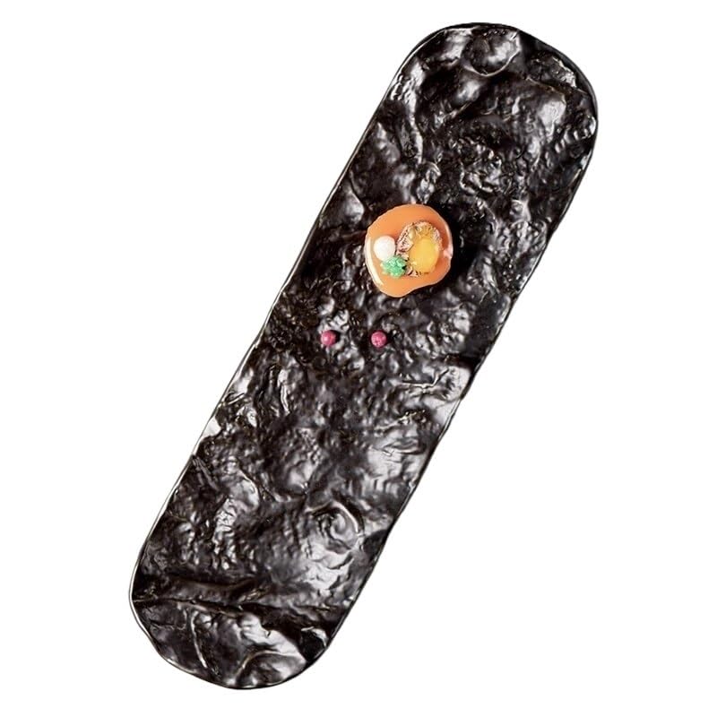 Talerze Nieregularny Kształt Ceramiczny Talerz Obiadowy Jednolity Kolor Zastawa Stołowa Przekąski Desery Taca Hotel Restauracja Naczynia Do Gotowania Makarony Stek Talerz，70cm Black