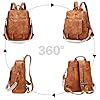 Leathario Rucksakck Damen Wasserdicht,Veganes Leder Cityrucksack,Rucksackhandtasche Mittelgroß, Diebstahlsich Tagesrucksack für Büro,Pendeln,Arbeit,Leicht Elegant Backpack Women Groß für Reise,Braun #3
