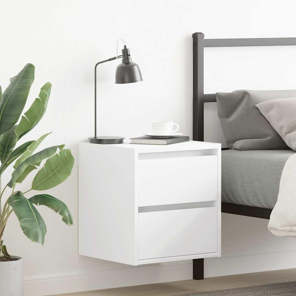 SXZenSpace 861248 Wall-mounted Bedside Cabinets 2 pcs White 38x34x40 cm Bedroom Cabinet,Storage Nightstand Side Table